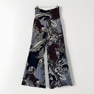 Ivy Jane Wide-Leg Pants Palazzo Paisley Floral Size Small Casual Black Gray